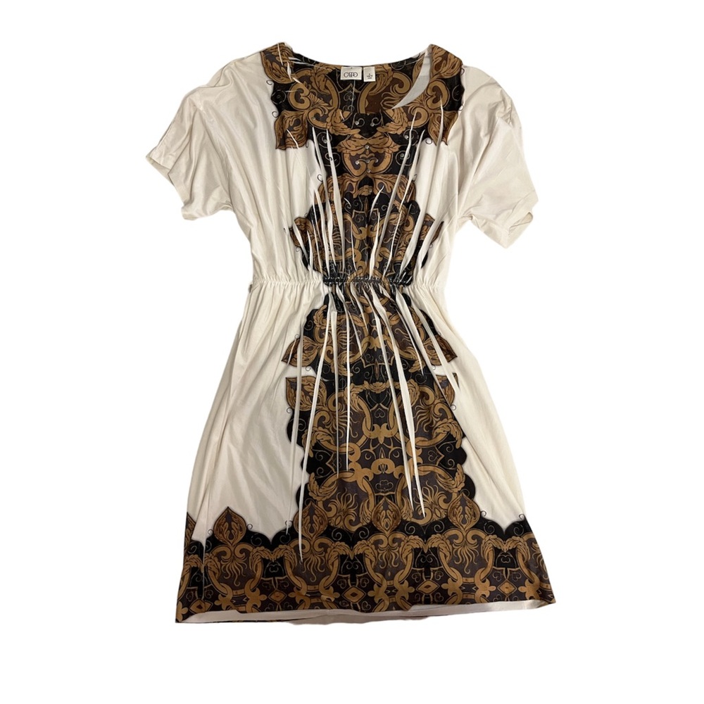 CATO Cinched Waist Printed Dress